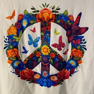 Colorful Floral Peace Sign Women's Tee